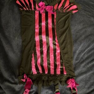 Leg Avenue Pink and Black Striped sexy lingerie